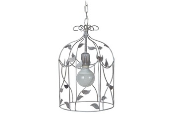 suspension tosel 13550 suspension lanterne métal taupe blanc l 23 p 23 h 96 cm ampoule e27