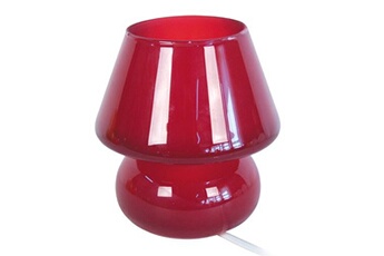 lampe de chevet tosel 60442 lampe de chevet champignon verre rouge l 15,5 p 15,5 h 16,5 cm ampoule e14