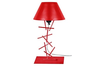 lampe de chevet tosel 63292 lampe de chevet filaire métal rouge l 15 p 15 h 30 cm ampoule e27