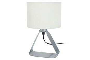 lampe de chevet tosel 64027 lampe de chevet géométrique métal aluminium et blanc l 18 p 18 h 29 cm ampoule e14