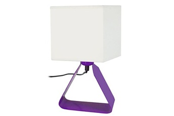 lampe de chevet tosel 64039 lampe de chevet géométrique métal violet et écru l 18 p 18 h 29 cm ampoule e14