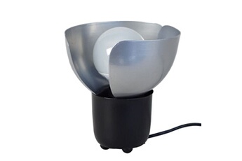 lampe de chevet tosel 64423 lampe de chevet demi bol métal noir et aluminium l 16 p 16 h 17 cm ampoule e27