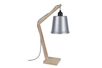lampe de chevet tosel 64809 lampe de chevet arqué bois naturel et aluminium l 30 p 30 h 50 cm ampoule e27