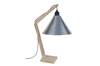 lampe de chevet tosel 64817 lampe de chevet arqué bois naturel et aluminium l 30 p 30 h 50 cm ampoule e27