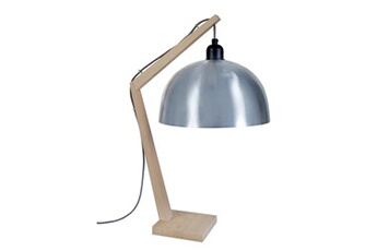 lampe de chevet tosel 64821 lampe de chevet arqué bois naturel et aluminium l 30 p 30 h 50 cm ampoule e27