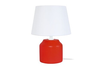 lampe de chevet tosel 65283 lampe de chevet cylindrique bois rouge et blanc l 16 p 16 h 24 cm ampoule e14