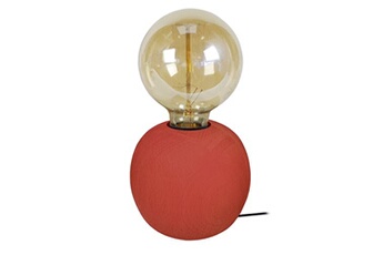 lampe de chevet tosel 66141 lampe de chevet globe bois rouge l 11 p 11 h 21 cm ampoule e27