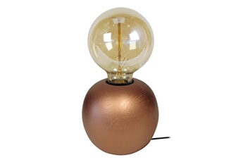 lampe de chevet tosel 66144 lampe de chevet globe bois cuivre l 11 p 11 h 21 cm ampoule e27