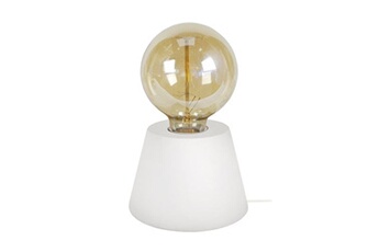 lampe de chevet tosel 66149 lampe de chevet conique bois blanc d'ivoire l 11 p 11 h 18,5 cm ampoule e27