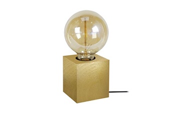 lampe de chevet tosel 66174 lampe de chevet carré bois doré l 8 p 8 h 21 cm ampoule e27