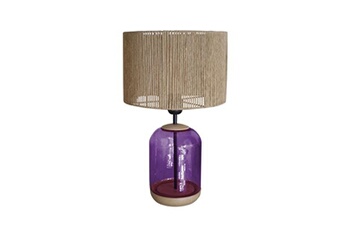 lampe de chevet tosel 66565 lampe de chevet cylindrique bois et verrenaturel et violet l 25 p 25 h 41 cm ampoules e27