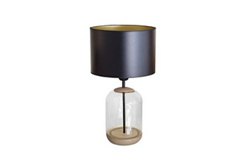 lampe de chevet tosel 66568 lampe de chevet cylindrique bois et verrenaturel et transparent l 25 p 25 h 41 cm ampoules e27