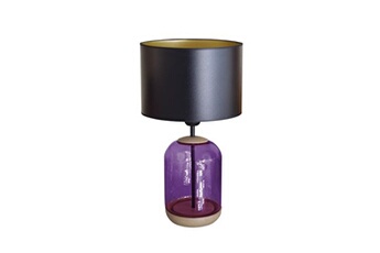 lampe de chevet tosel 66570 lampe de chevet cylindrique bois et verrenaturel et violet l 25 p 25 h 41 cm ampoules e27