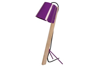 lampe de bureau tosel 90087 lampe de bureau trépied bois naturel et violet l 22 p 22 h 60 cm ampoule e27