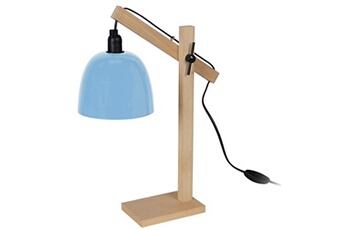 lampe de bureau tosel 90313 lampe de bureau articulé bois naturel et bleu l 27 p 14,5 h 50 cm ampoule e14