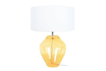 Lampe à poser Tosel 61270 Lampe a poser vase verre jaune et blanc L 30 P 30 H 45 cm Ampoule E27