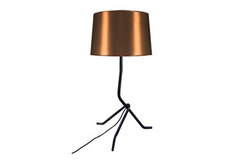 lampe de chevet tosel 64698 lampe de chevet trépied métal noir et cuivre l 25 p 25 h 48 cm ampoule e27
