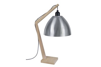 lampe de chevet tosel 64813 lampe de chevet arqué bois naturel et aluminium l 30 p 30 h 50 cm ampoule e27