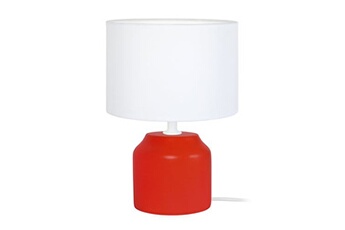 lampe de chevet tosel 65274 lampe de chevet cylindrique bois rouge et blanc l 16 p 16 h 24 cm ampoule e14
