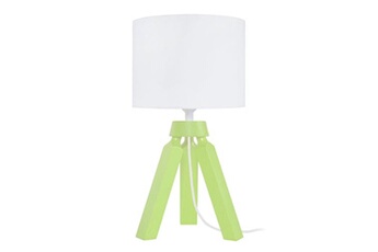 lampe de chevet tosel 65291 lampe de chevet trépied bois vert et blanc l 16 p 16 h 31 cm ampoule e14