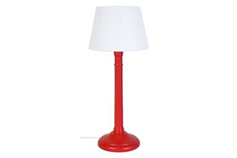 lampe de chevet tosel 65301 lampe de chevet colonne bois rouge et blanc l 16 p 16 h 38,5 cm ampoule e14