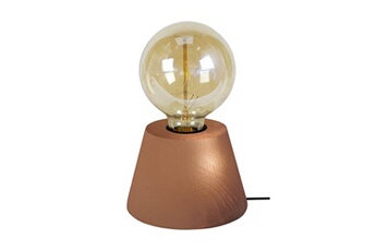 lampe de chevet tosel 66158 lampe de chevet conique bois cuivre l 11 p 11 h 18,5 cm ampoule e27