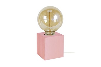 lampe de chevet tosel 66166 lampe de chevet carré bois rose l 8 p 8 h 21 cm ampoule e27