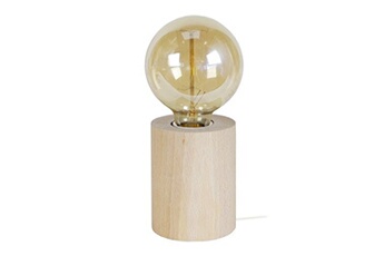 lampe de chevet tosel 66175 lampe de chevet cylindrique bois naturel l 8 p 8 h 21 cm ampoule e27
