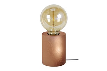 lampe de chevet tosel 66186 lampe de chevet cylindrique bois cuivre l 8 p 8 h 21 cm ampoule e27