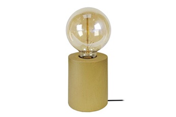 lampe de chevet tosel 66188 lampe de chevet cylindrique bois doré l 8 p 8 h 21 cm ampoule e27