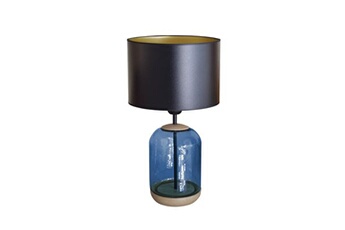 lampe de chevet tosel 66569 lampe de chevet cylindrique bois et verrenaturel et bleu l 25 p 25 h 41 cm ampoules e27