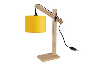 lampe de bureau tosel 90307 lampe de bureau articulé bois naturel et jaune l 27 p 15 h 50 cm ampoule e14