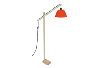 lampadaire tosel 95278 lampadaire liseuse articulé bois naturel et orange l 80 p 80 h 180 cm ampoule e27