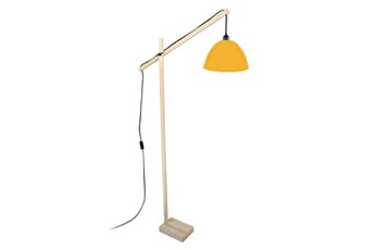 lampadaire tosel 95380 lampadaire liseuse articulé bois naturel et jaune l 80 p 25 h 180 cm ampoule e27