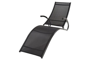 chaise longue - transat progarden chaise longue pliable 174x59x87 cm noir