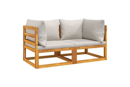 Canapé d'angle vidaXL Canapés d'angle sectionnels2pcs coussins gris clair bois acacia