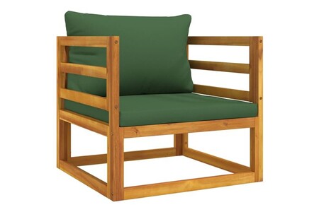 Canapé d'angle vidaXL Chaise de jardin avec coussins verts bois massif d'acacia