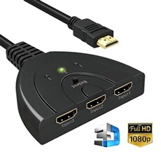 HDMI Switch 1080P, HDMI 3 Ports Commutateur 3 Entrées à 1 Sortie HDMI Switcher Full HD1080p / 3D Pris en Charge