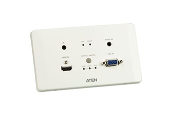 Connectique Audio / Vidéo ATEN Technology ATEN VE2812EUT Transmetteur HDMI & VGA HDBaseT avec plaque murale UE 4K à 100m