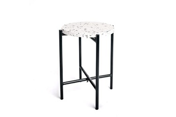 table d'appoint intempora - table d'appoint en terrazzo et métal h.40 cm - noir et blanc
