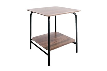 table d'appoint intempora - table d'appoint en métal et mdf avec 1 étagère - marron et noir