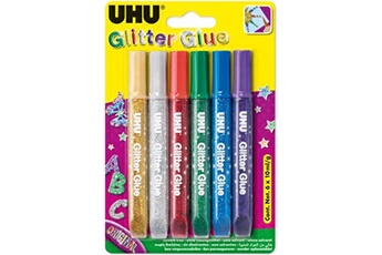 autres jeux créatifs uhu colle scintillante glitter glue original, contenu:6x10ml