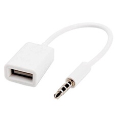 Mp3 casque de 3,5 mm male vers port usb adaptateur cable cordon de jack d'entree audio auxiliaire