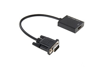 Connectique Audio / Vidéo GENERIQUE (#29) 20cm Full HD 1080P VGA Male to HDMI Female Converter Adapter Cable with Audio Cable & USB Cable