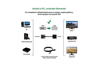 Connectique Audio / Vidéo Nanocable Adaptateur DVI vers VGA 10.16.2008-BK Noir