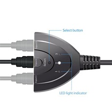multiprise hdmi, switch hub commutateur 3 entrée 1 sorties supporte 3d 1080p hdcp pour hdtv chromecast roku dvd dvr xbox