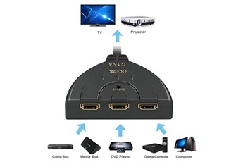 Connectique Audio / Vidéo ALPEXE hdmi switch 4k, 3-port splitter, commutateur pour connecter le moniteur, tv lcd, projecteur