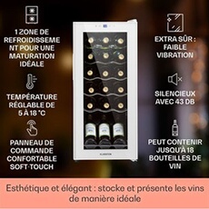 Cave à vin - Shiraz 18 Slim Uno - Cave de service - 50L - 5-18° C - Contrôle tactile - Blanc