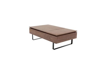 Table basse Vente-Unique.com Table basse avec plateau relevable et 1 tiroir en MDF et métal - Naturel foncé - DALAHO