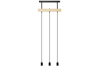 suspension homcom lustre suspension style industriel 3 lampes 40 w max. hauteur réglable dim. 50l x 8l x 33h cm métal noir bois hévéa